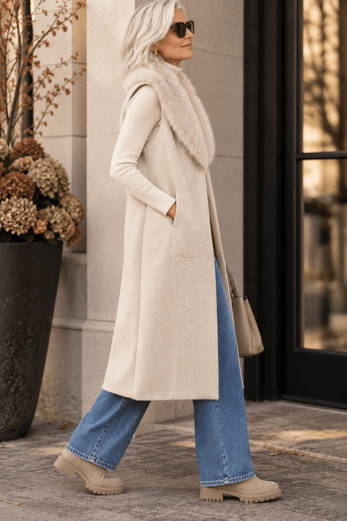 89622 Cream Long Vest