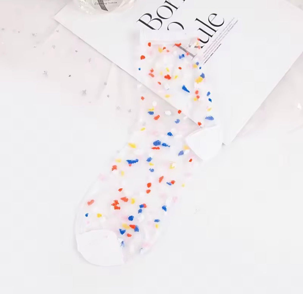 Multi Confetti Mesh Sock