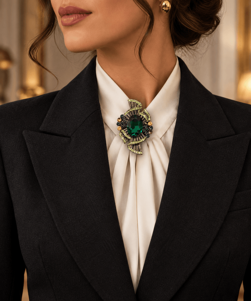 Retro Star Emerald Brooch