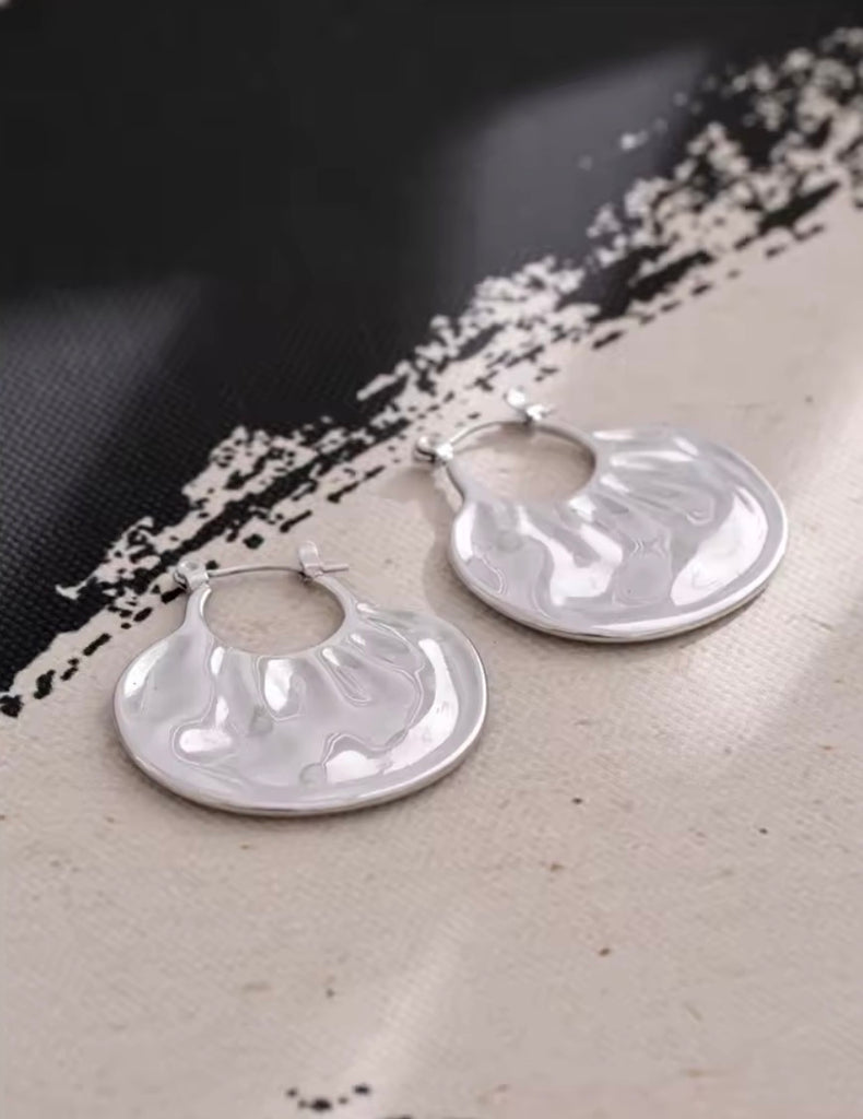 Silver Pleated Earrings