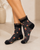 Black Mini-floral Ribbed Sock