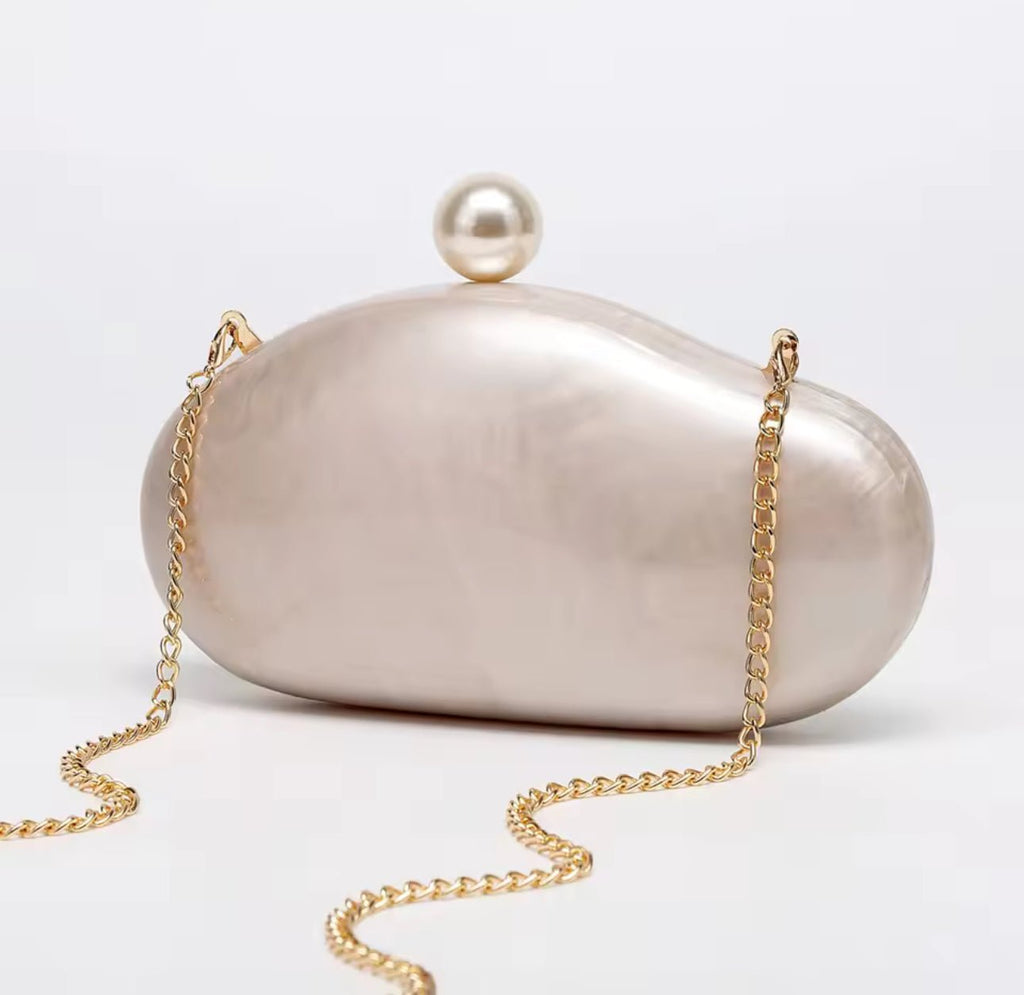 Ivory Acrylic Shell Clutch