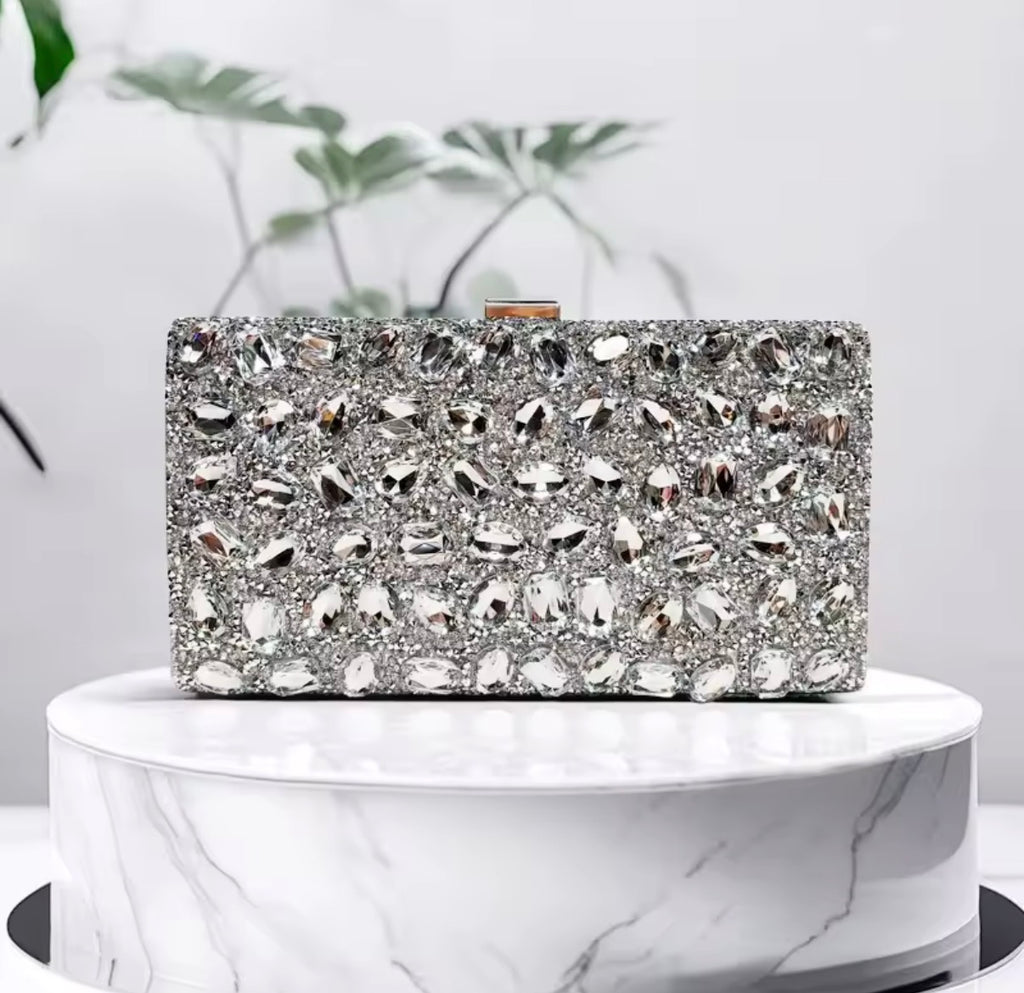 Sheana Bright Silver Evening Clutch