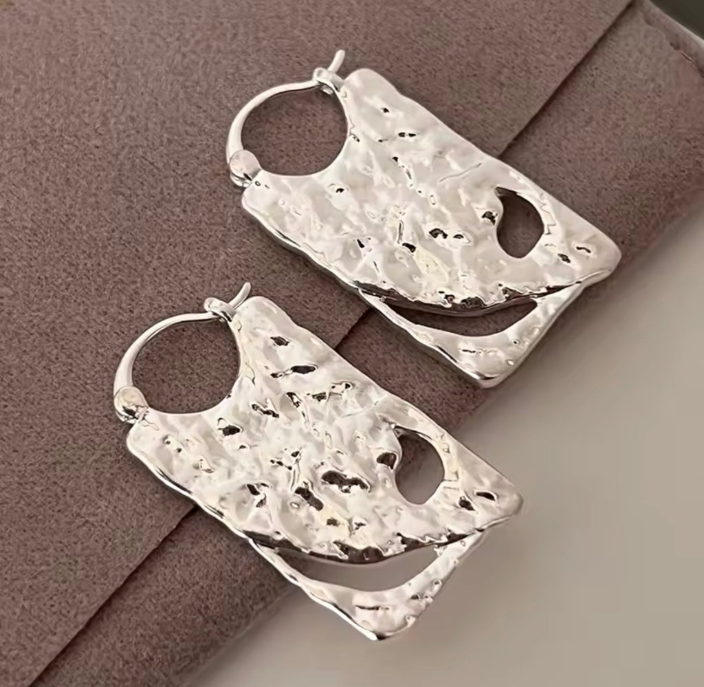 Hammered Silver Earring