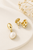 Dangle-backing Ivory Enamel and Gold-tone Earrings
