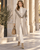 263912 Thigh Length Oatmeal Fringe Coat