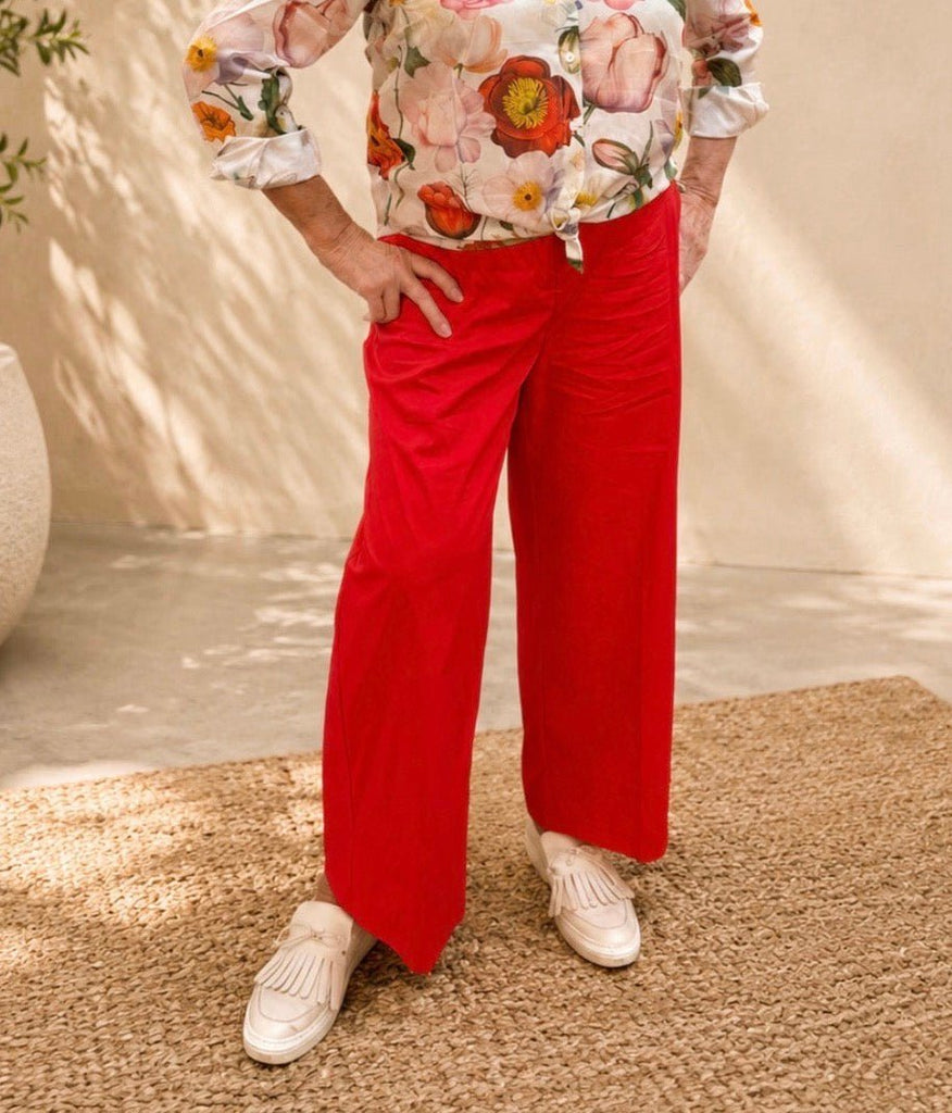 S26198 Red Cotton Wide Trouser