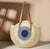Cream/Blue Straw Beach Tote