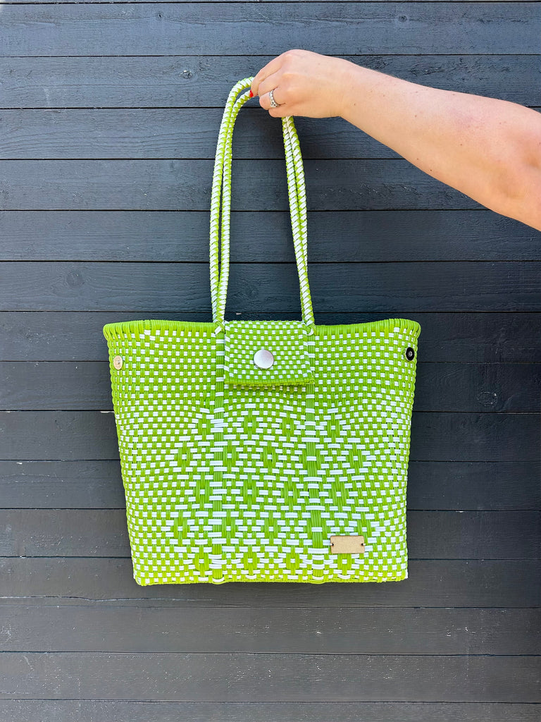 Rojeen Recyled Green White Geo Tote