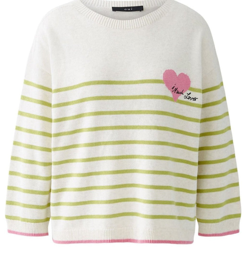 92962 Off White Green Pullover