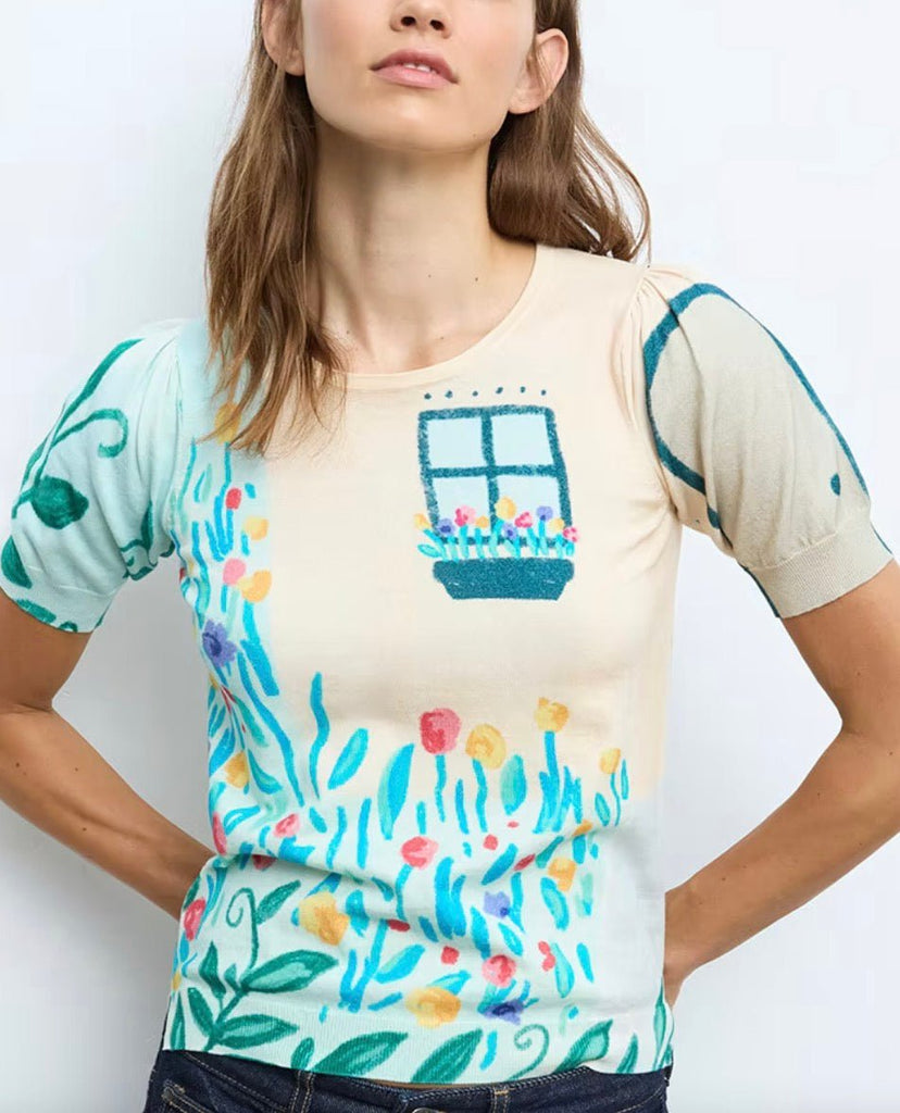 80609 Multi Short Sleeve Sweater