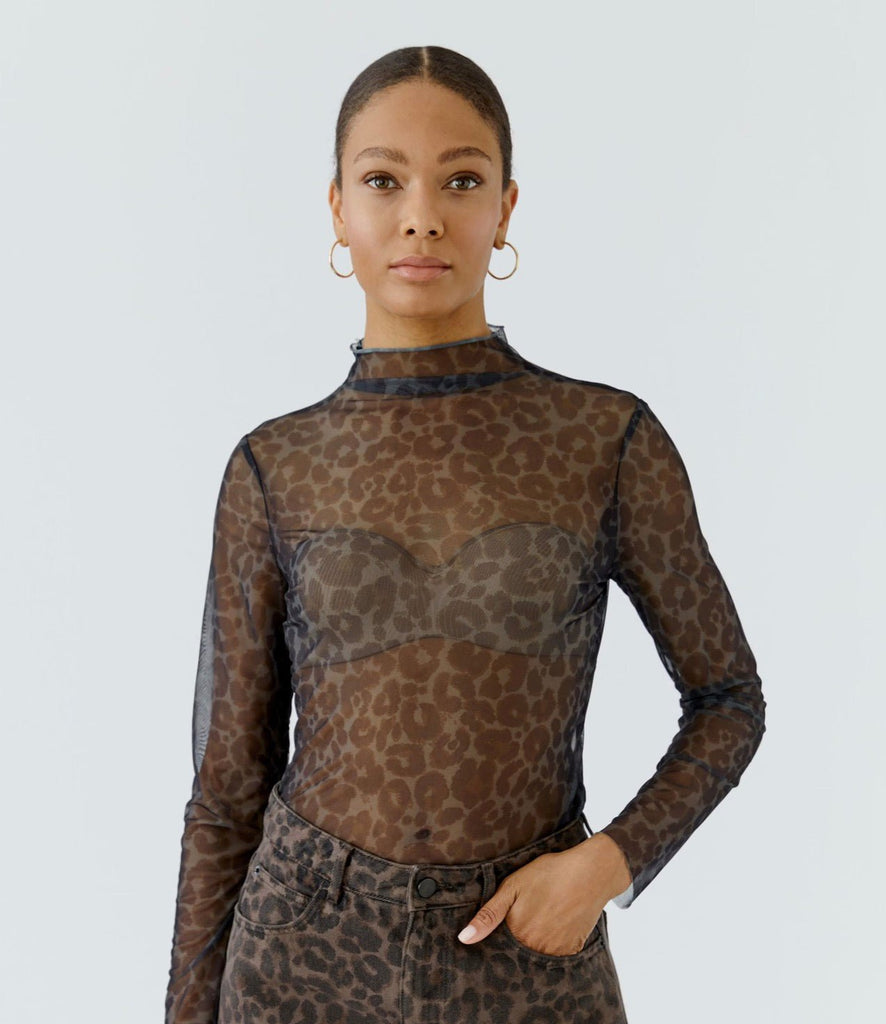 99052 Animal Print Mesh Top