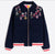 32646 Navy Embroidered Bomber Jacket