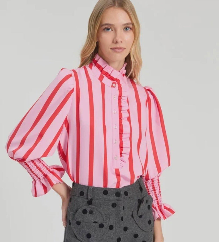 33938 Volantes Pink Striped Blouse