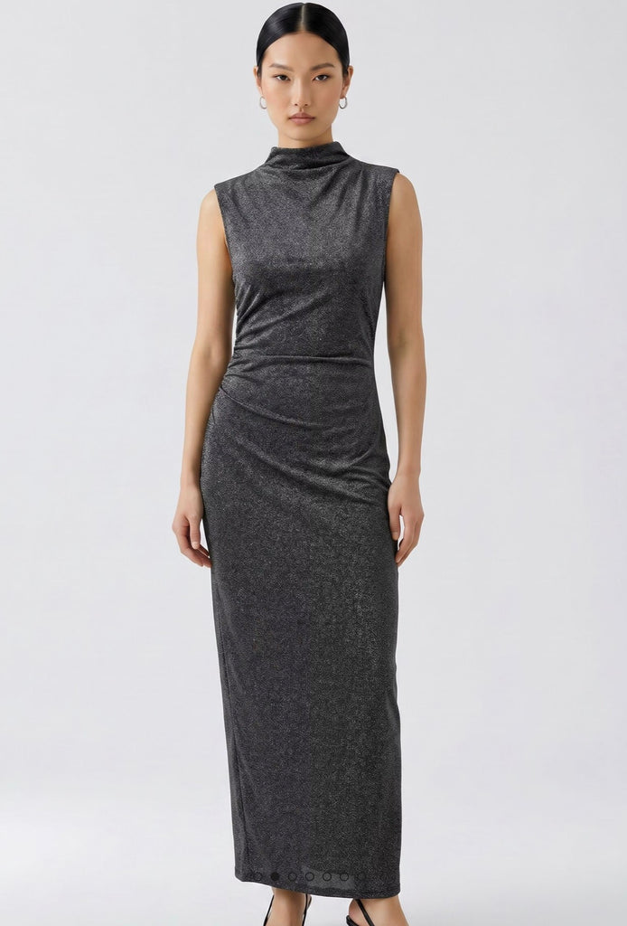 100039 Silver Black Glitter Dress