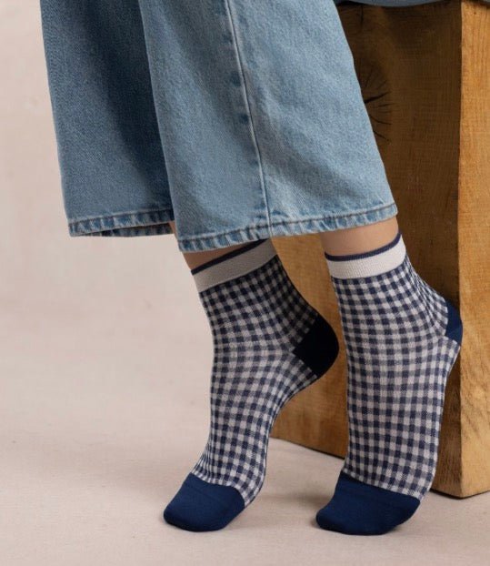 6601  Gingham Cotton Ankle Socks