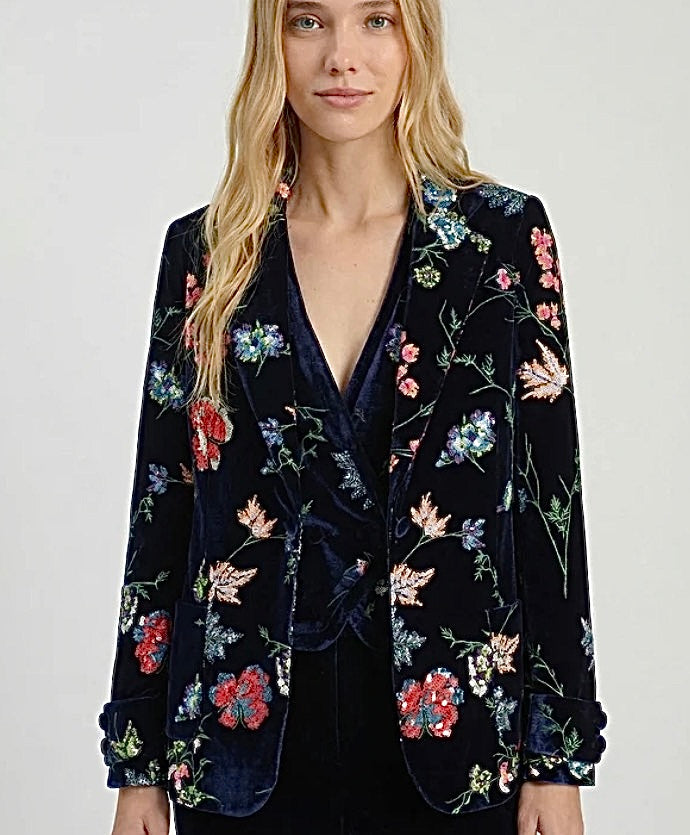 34015 Sabina Navy Floral Blazer