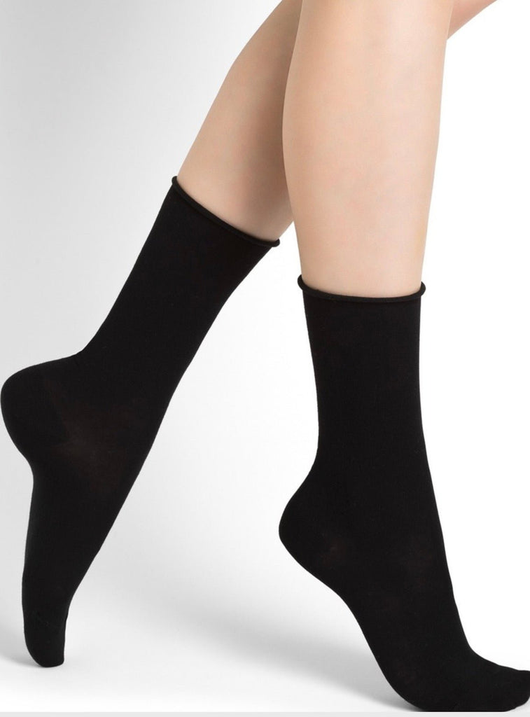 6594 Black Velvet Cotton Socks