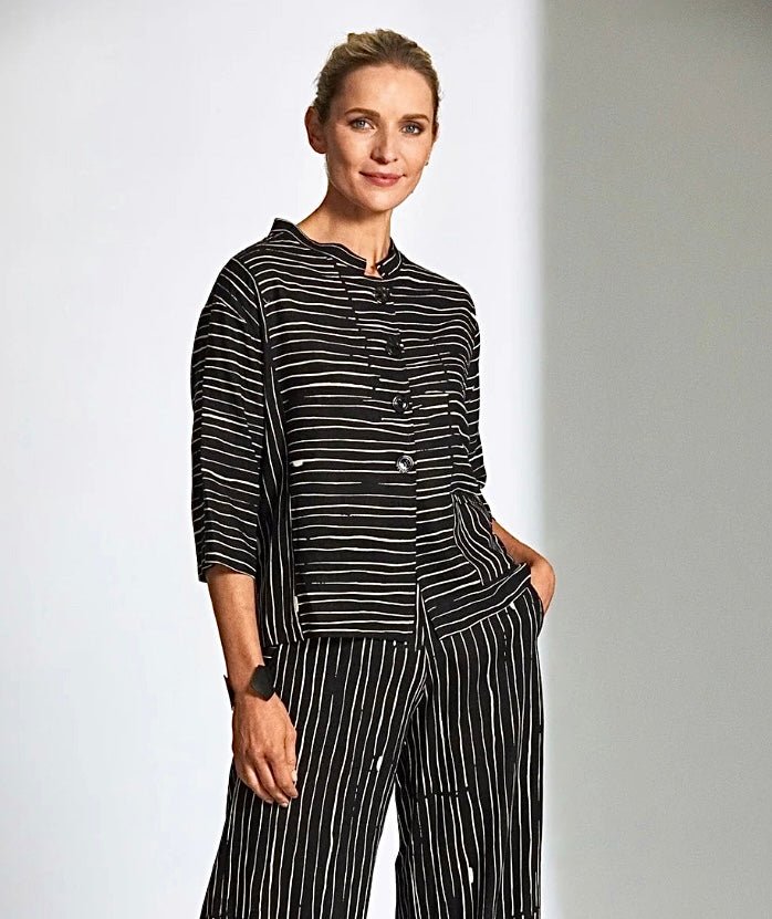 S25505 Black Ecru Stripe Jacket