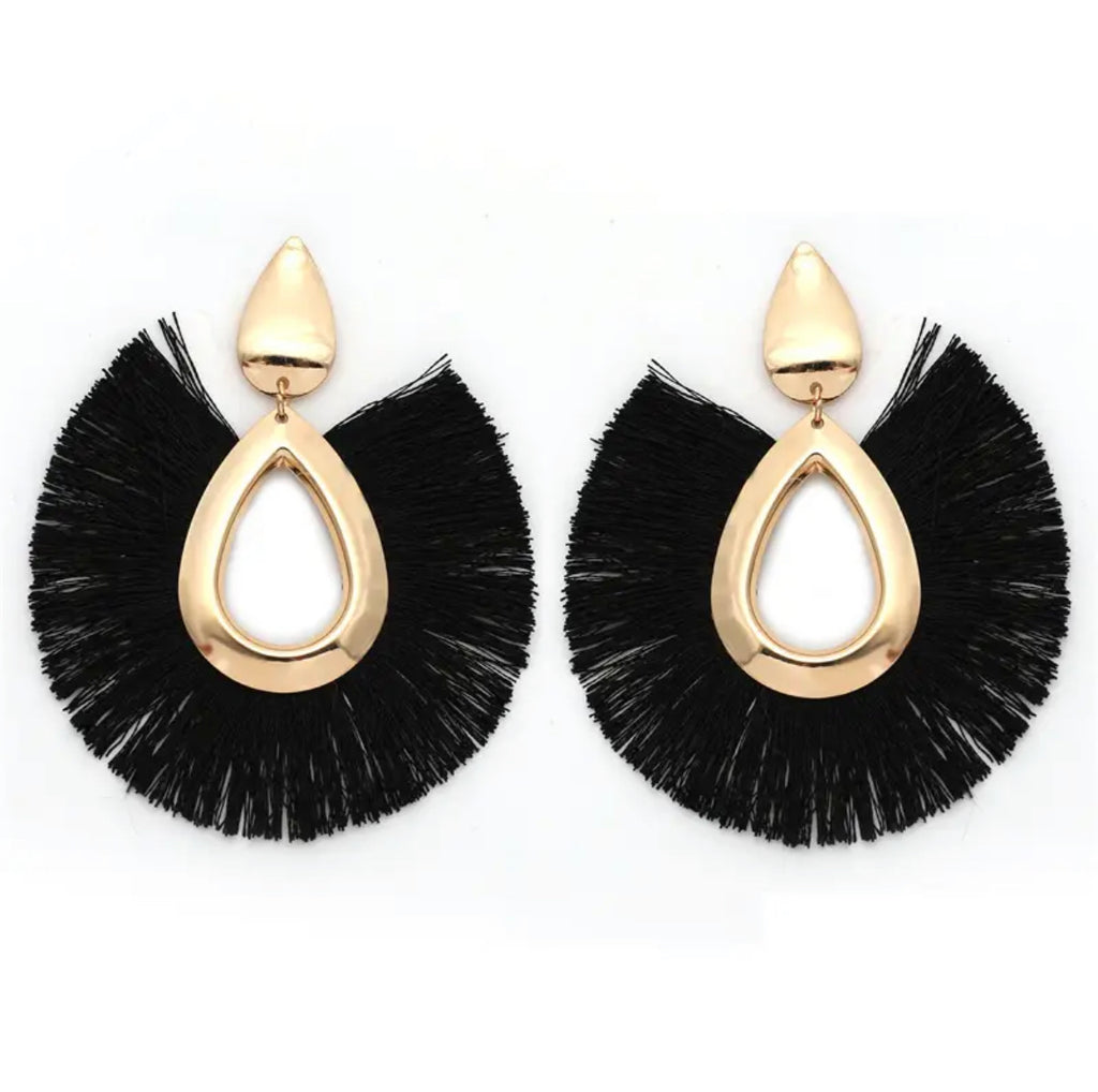 Flair Hoop Black Earrings