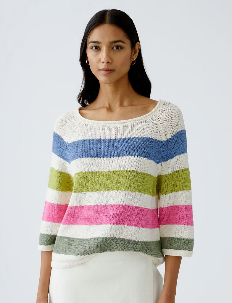 93522 White Multi Pullover