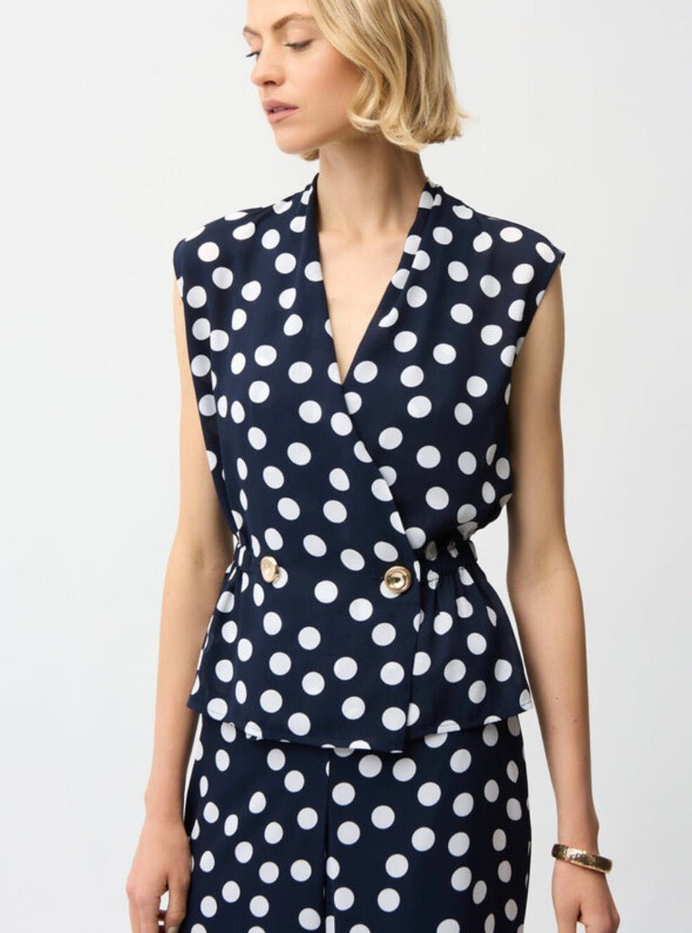 261250 Polka Dot V-Neck Top