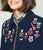 32646 Navy Embroidered Bomber Jacket