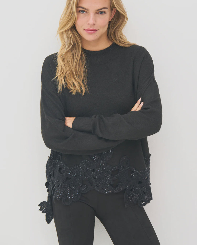 Black sweater with lace details 