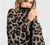 AJ921L Sable Draped Leopard Knit Oversized Coat