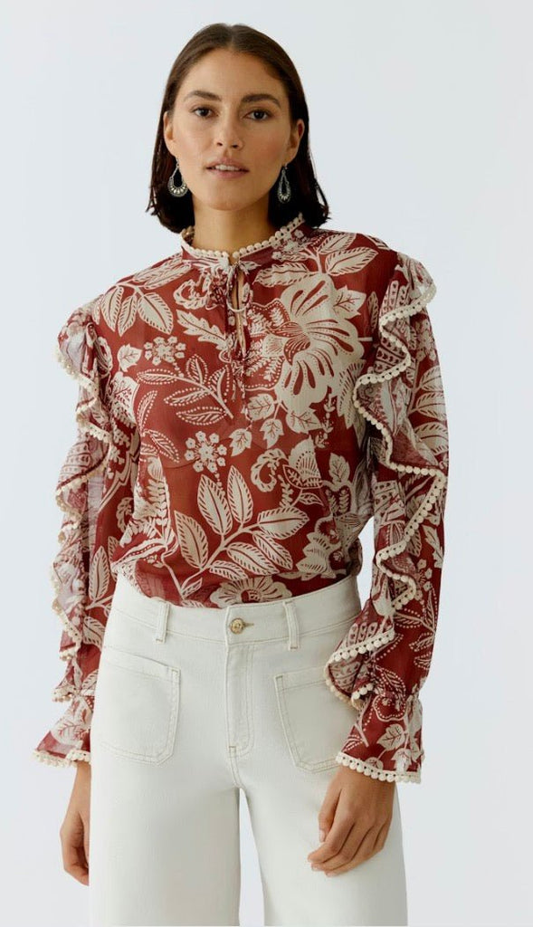 97232 Red White Boho Blouse