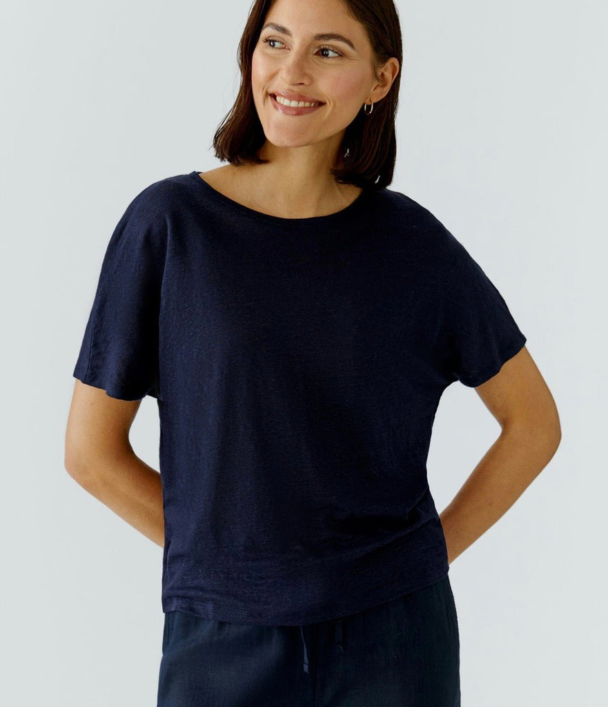 97370 Dark Blue Linen T-Shirt