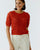 97428 Orange Knit Fringe Top