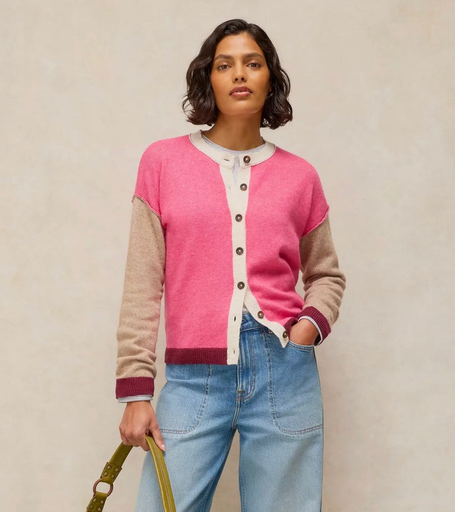 446724 Sansa Pink Colourblock Cardi
