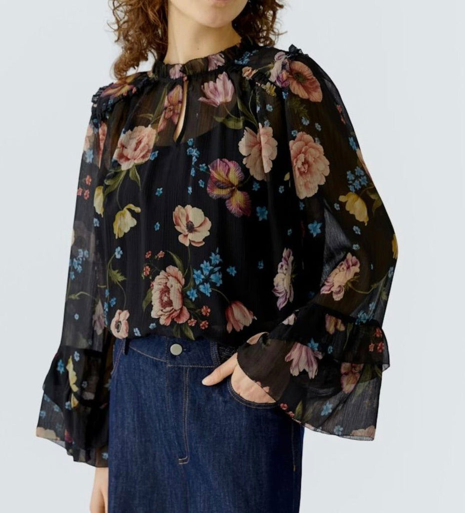 96718 Black Floral Blouse
