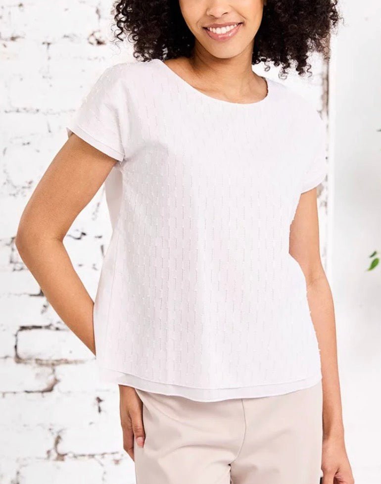 S26169 White Back Button Top