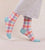 6610 Turquoise/ Coral Check Socks