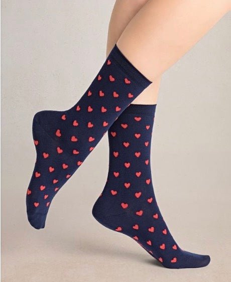 6358 Ink Heart Pattern Socks