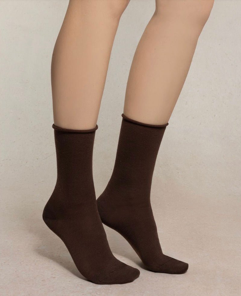 6700 Chocolate Roll Top Wool Socks