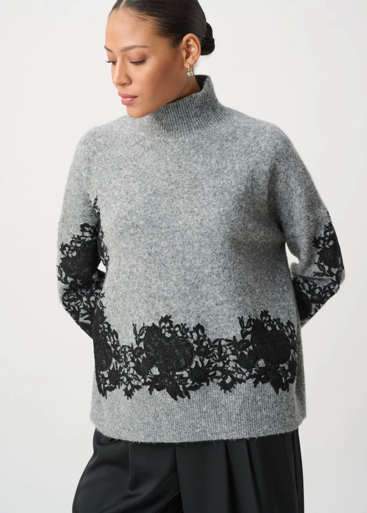 264935 Grey Lace Applicate Sweater
