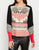 Patterned sweater with black, red, and beige design 