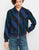 Blue and black patterned bomber jacket 