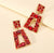 Ruby Jeweled Long Square Earrings