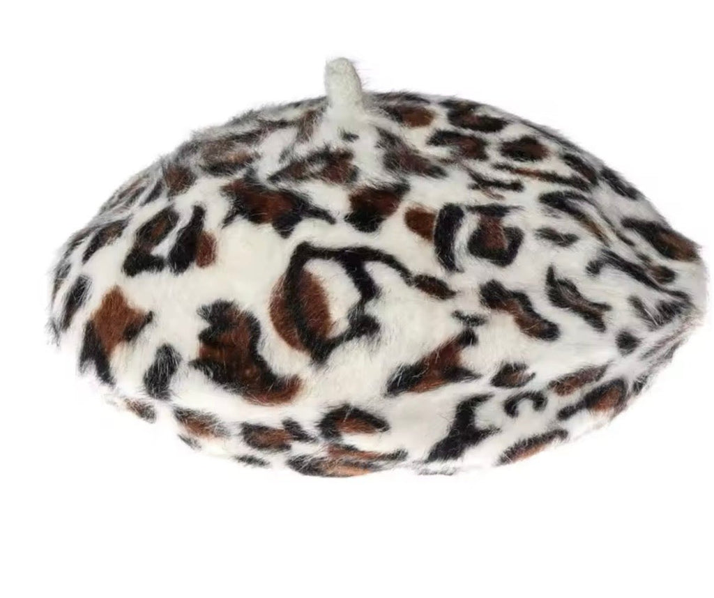 White Leopard Beret