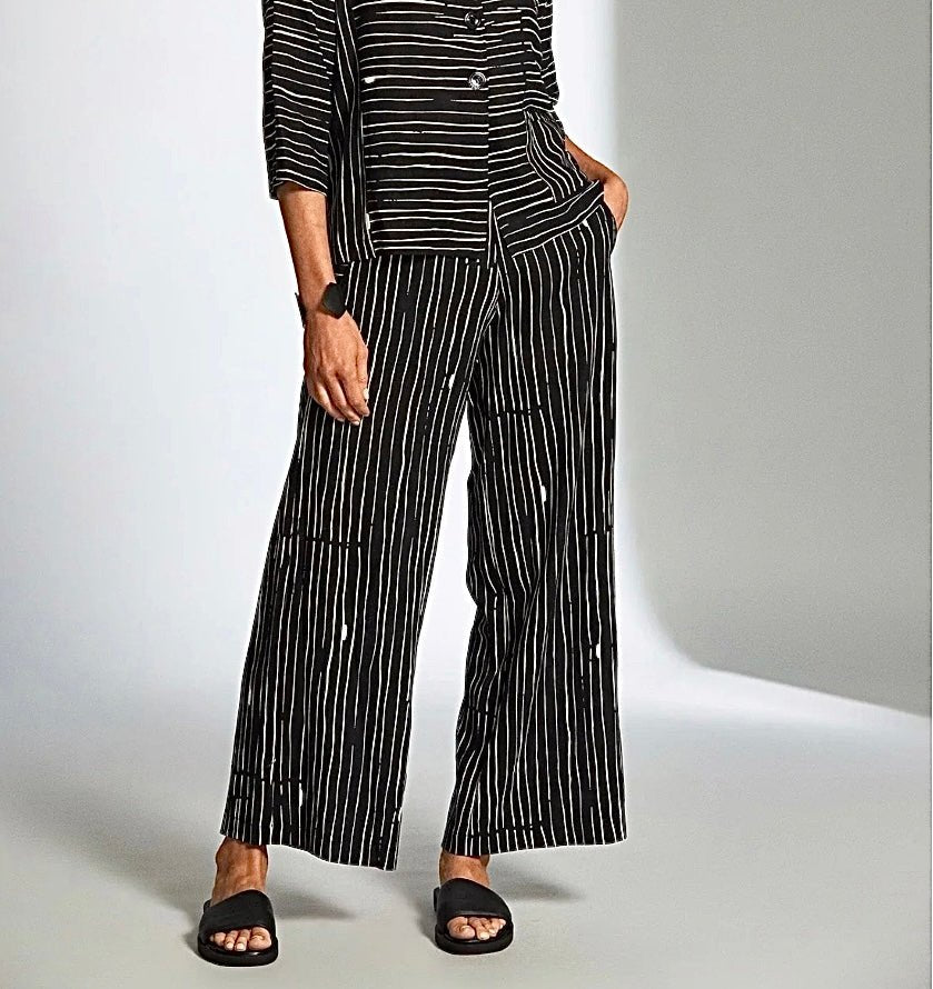 S25506 Black Ecru Stripe Trouser