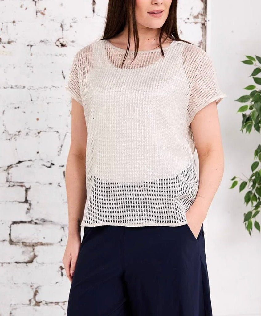 S26139 Silver Metallic Knit Top