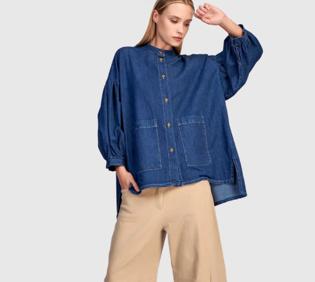 ST821D Penelope Puff Denim Top