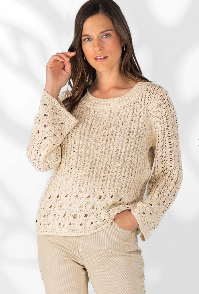 1152537 Kiara Crochet Sweater Beige