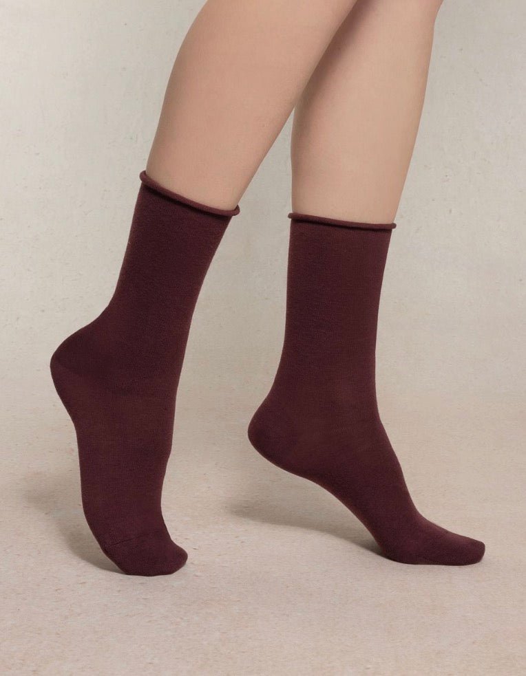 6700 Chianti Roll Top Wool Socks