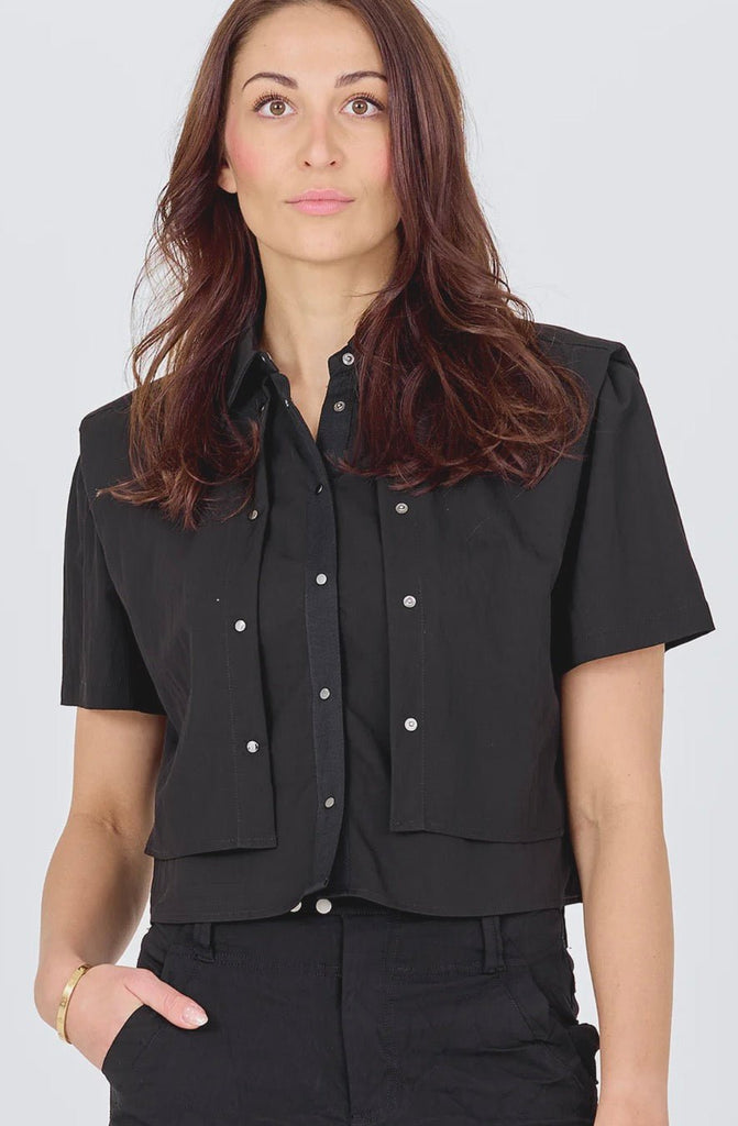 8732 Cansu Black Bolero Shirt