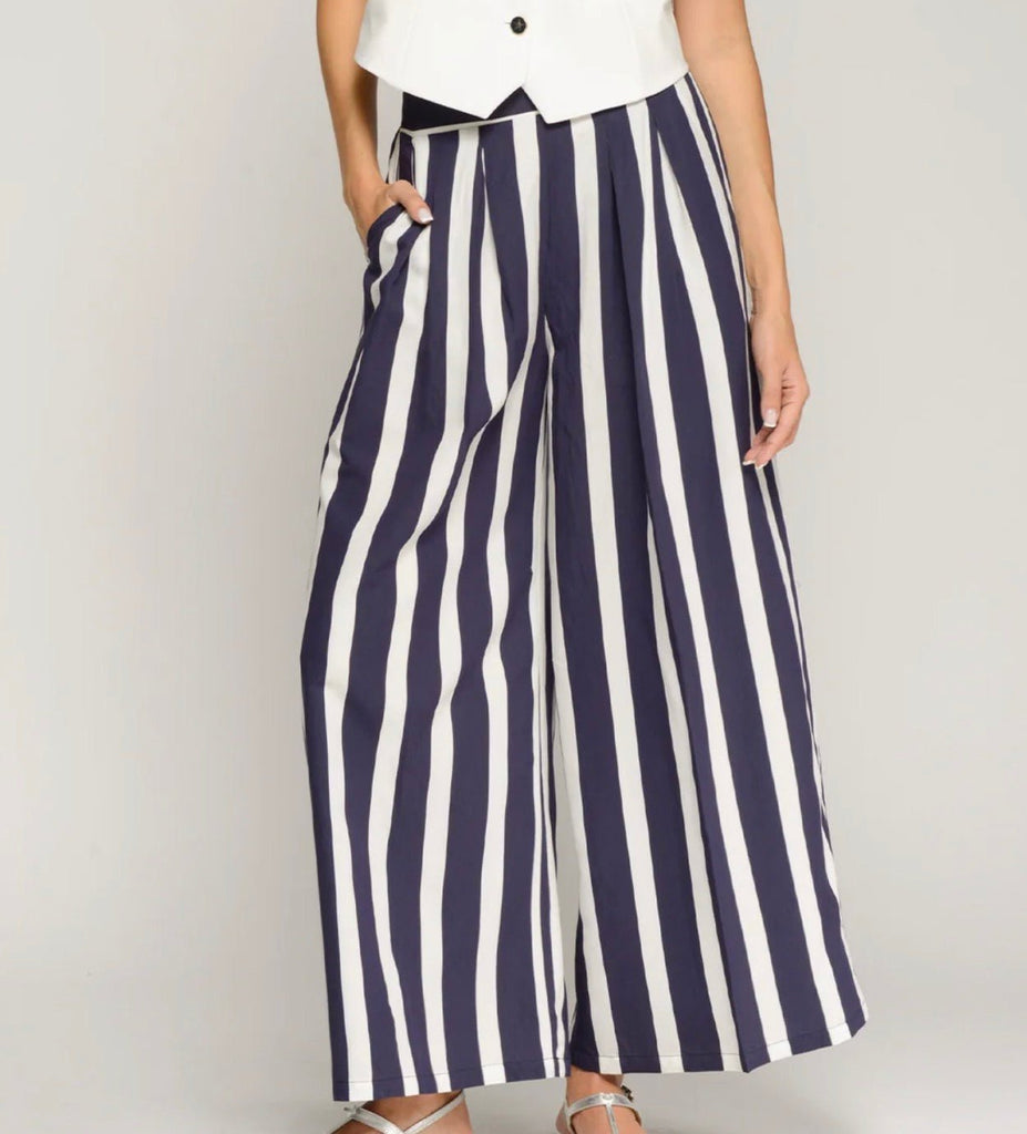 33432 Marian Navy/White Striped Trouser